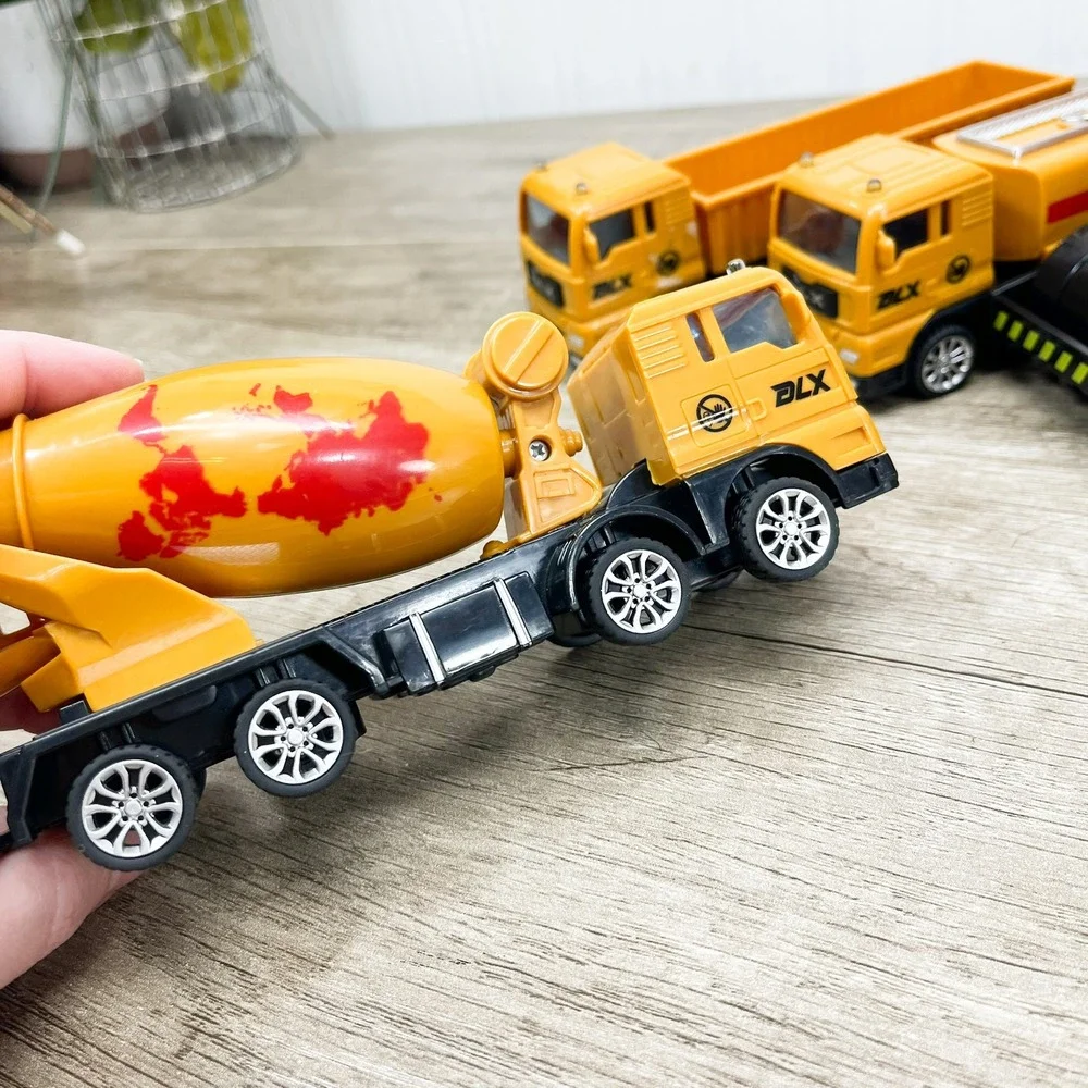 Cobid Box Yellow Construction Vehicle Toy Set Cement Mixer Tanker Roller 4pc